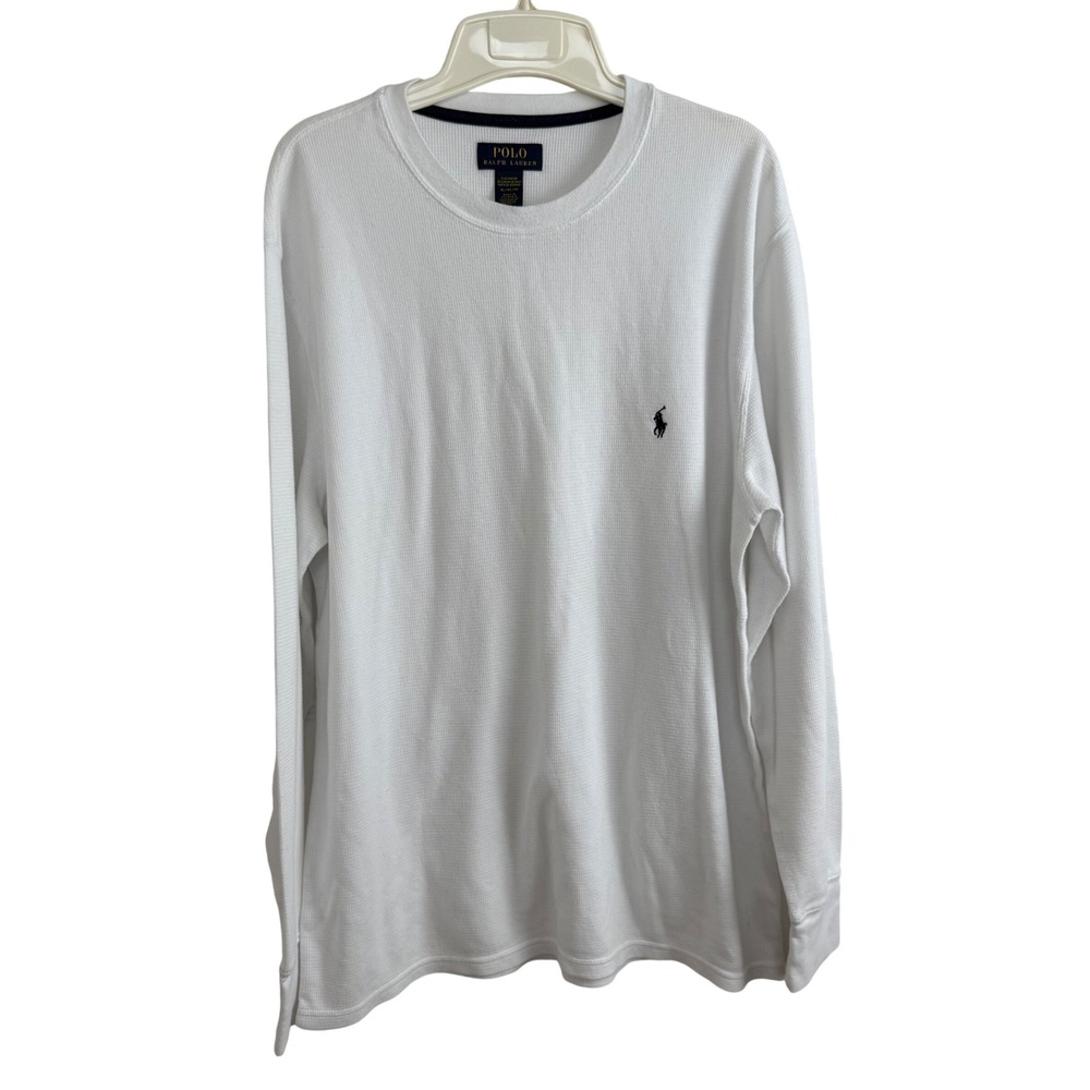 Polo Ralph Lauren Waffle Thermal Shirt XL White Minimalist Long Sleeve Crewneck